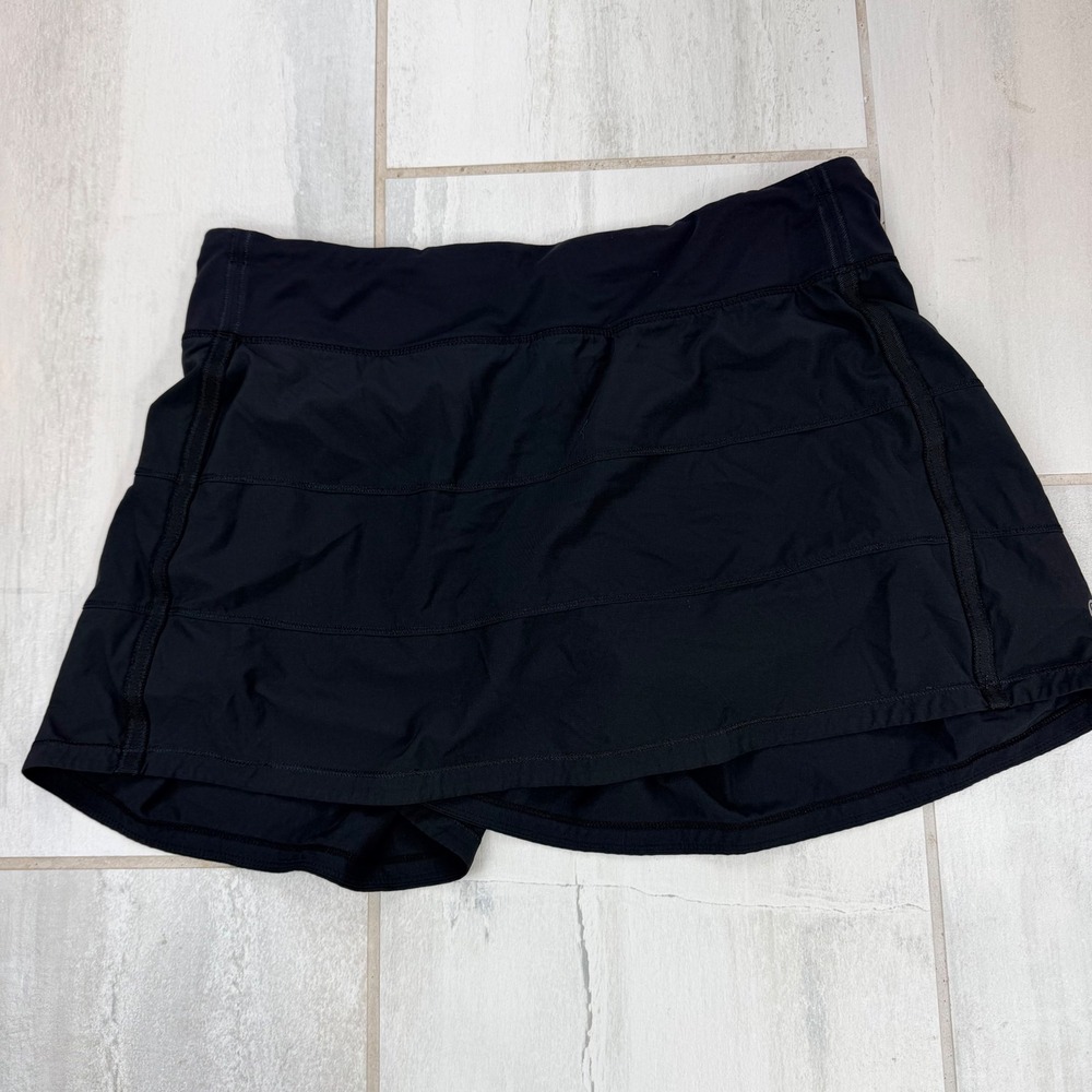 Lululemon Pace Rival Skirt Black Tiered Ruffle Athletic Skort Size 10